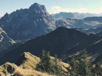 Scenic view of mountains against sky