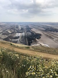 High angle view of open surface lignite mine