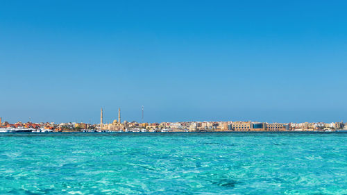 Hurghada skyline blue water blue sky