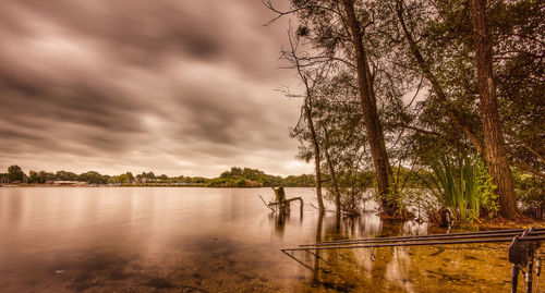 Scenic view of lake against sky