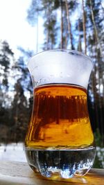 Close-up of beer glass