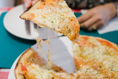Close-up of pizza on table