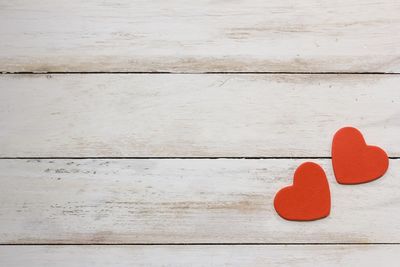 Close-up of heart shape on wooden table