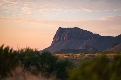 Scenic view of mountains against sky during sunset in big bend national park - texas