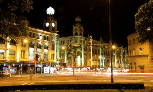 Illuminated street light at night