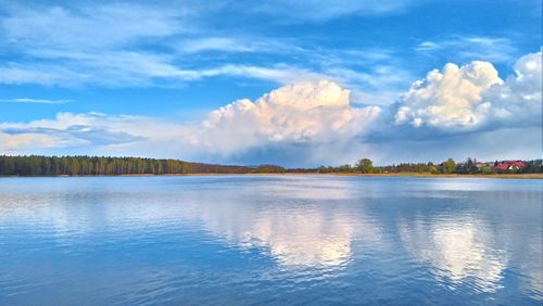 Scenic view of lake against sky