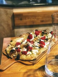 Close-up of pizza on table