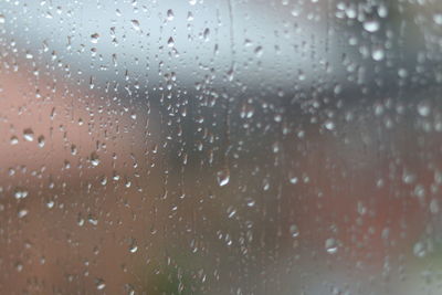 Full frame shot of raindrops on glass window