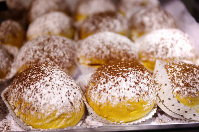 Close-up of donuts