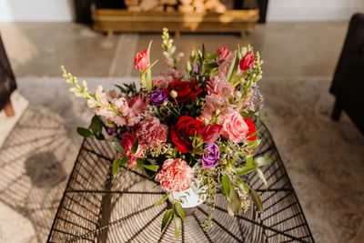 Close-up of christmas decorations on table