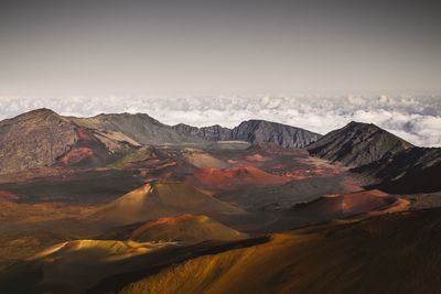 View of volcanic mountain range