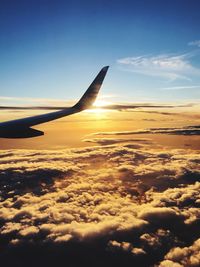 Aerial view of cloudscape against sky during sunset