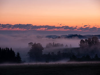 Scenic view of landscape against sky during sunset