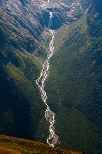 High angle view of water and mountains