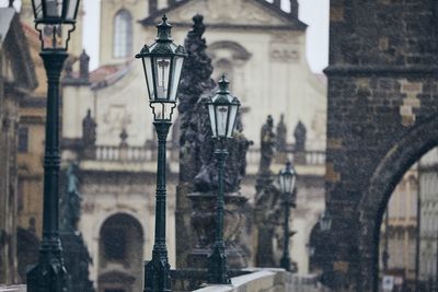 Street light by old building