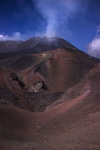 Scenic view of volcanic landscape against sky