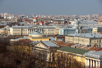 High angle view of townscape against sky