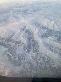 Aerial view of snowcapped mountains