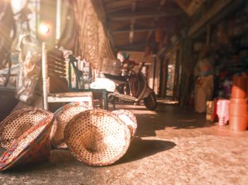 View of basket in market stall