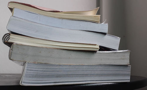 Close-up of stacked books