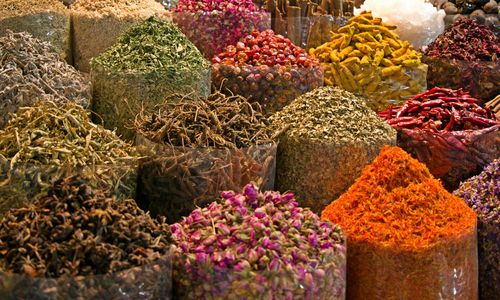 Spices for sale at market stall