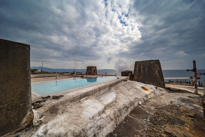 Panoramic view of beach against cloudy sky