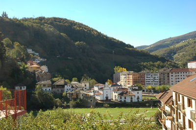 High angle view of townscape against sky