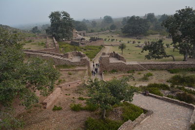 High angle view of old ruins