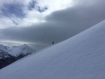 Scenic view of snow covered mountain against sky