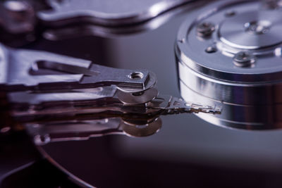 Close-up of hard drive at home