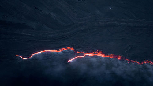 Lava flow on the erupting volcano etna -sicily from above