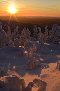 Scenic view of land during sunset