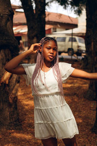 Full length of girl standing outdoors