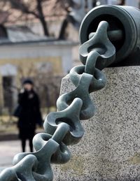 Close-up of human statue against blurred background