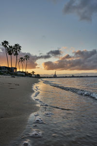 Scenic view of beach during sunset