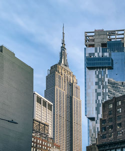 Low angle view of buildings against sky new york city