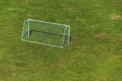 Football net on grassland