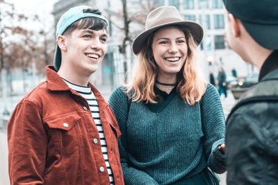 Portrait of smiling young couple