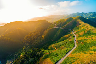 Aerial view of mountains against sky