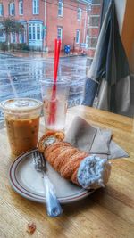 Close-up of breakfast on table