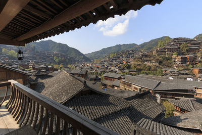 High angle view of buildings in city