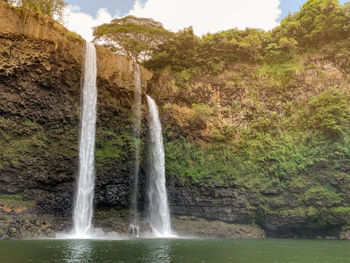 View of waterfall in forest