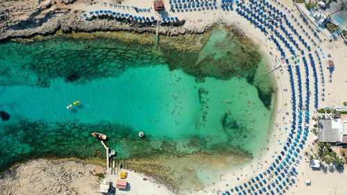 High angle view of swimming pool in sea