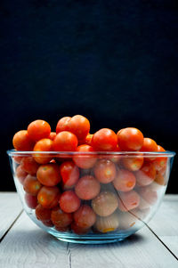 Close-up of fruits in bowl on table