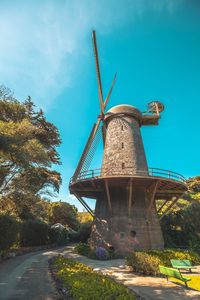 Traditional windmill against sky