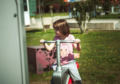 Cute girl playing in park