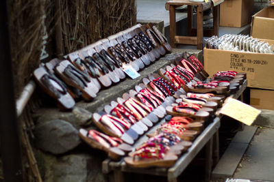 High angle view of market stall