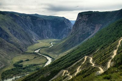 High angle view of mountain valley