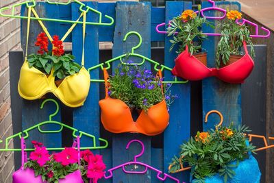 Close-up of creative flower bras