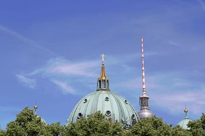 Low angle view of cathedral against blue sky